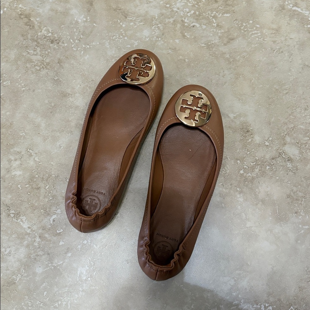Tory Burch Chestnut Leather Flats